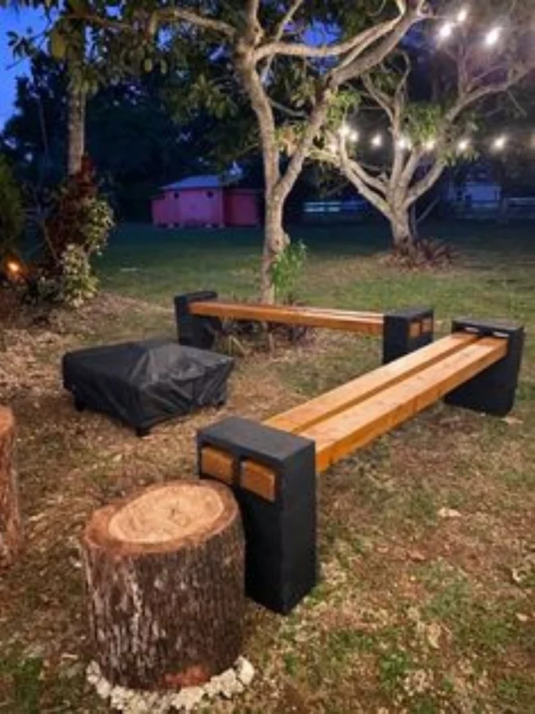 Antique Charcoal Carbonized Timber Bench Blocks