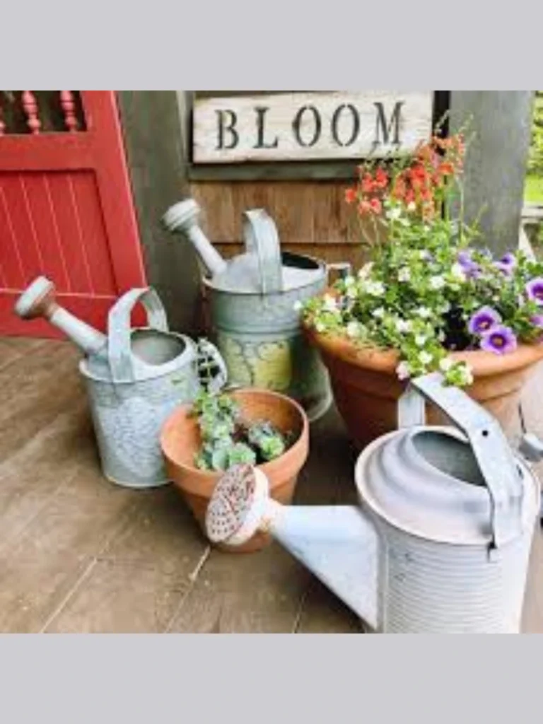 Antique Galvanized Zinc Watering Can Planters