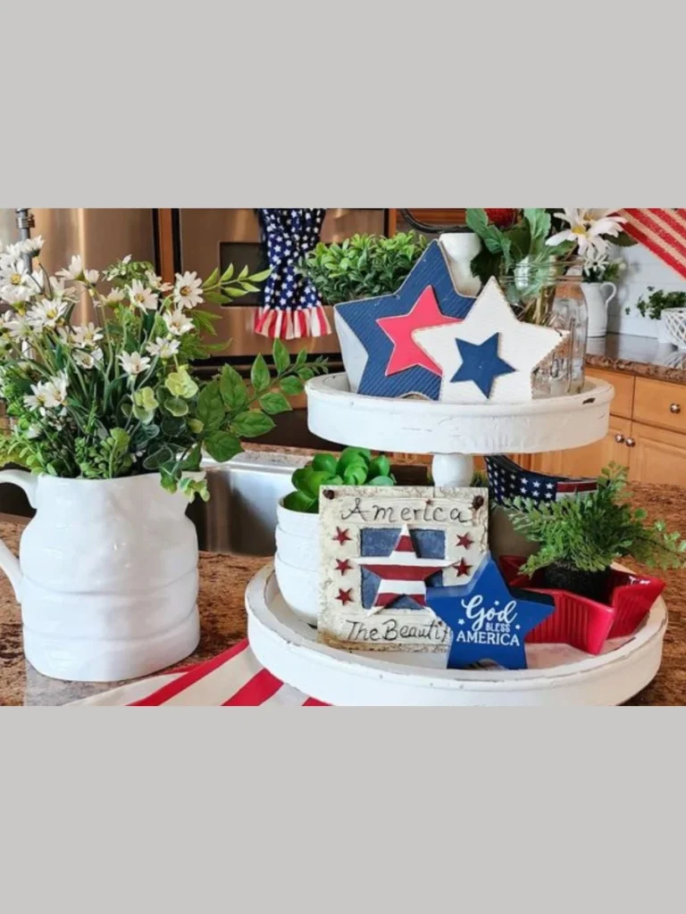 Arrange Miniature Red Painted Wood Firetrucks for a Fun Patriotic Holiday Display