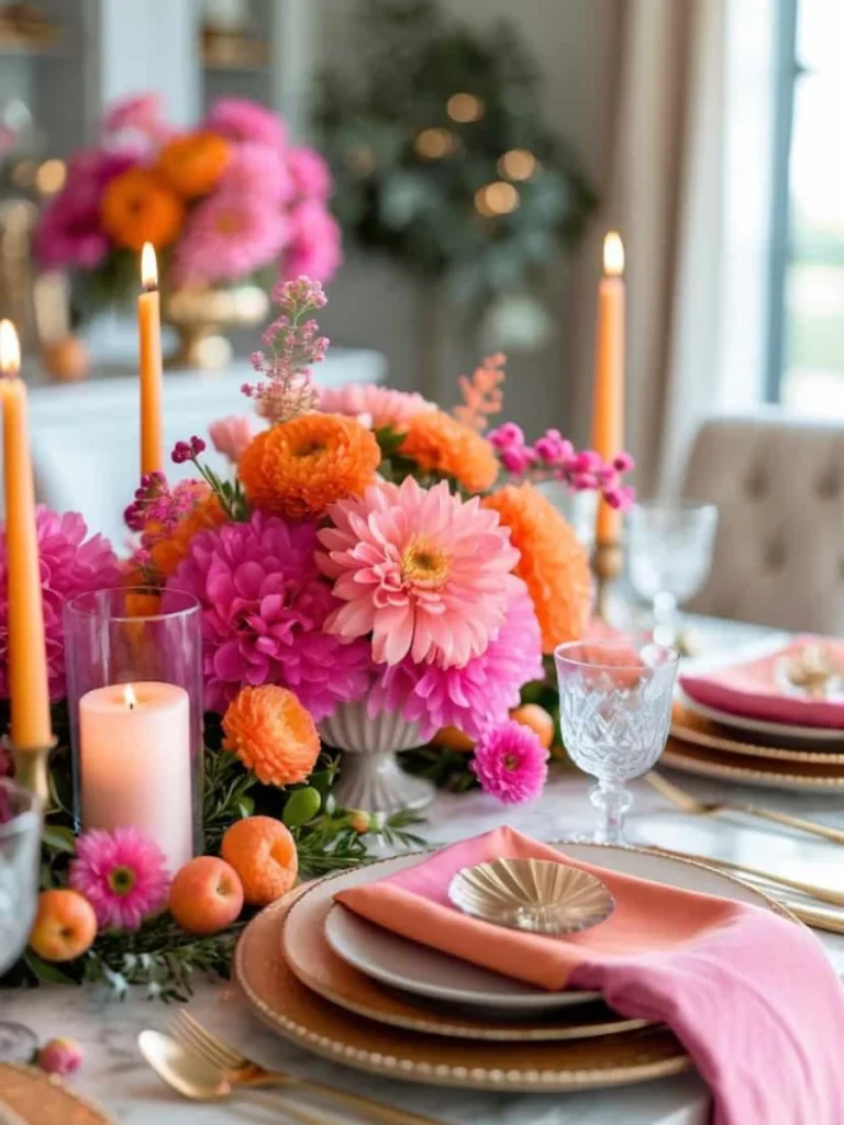 Arrange Pink and Orange Acrylic Trays on Side Tables
