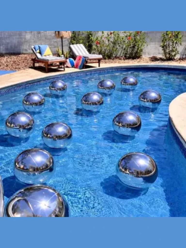 Arrange a Group of Blue Glass Floating Spheres in the Water