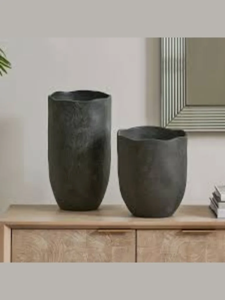 Asymmetrical Charcoal Stoneware Vases