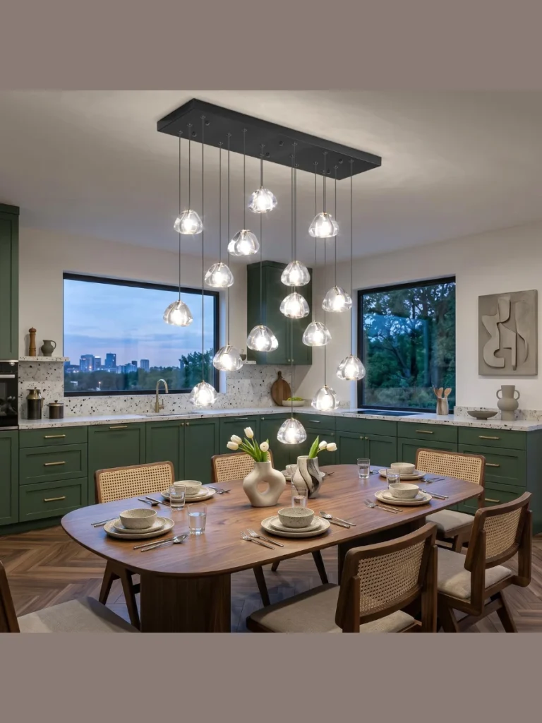 Asymmetrical Multi Bulb Dimpled Cluster Chandeliers