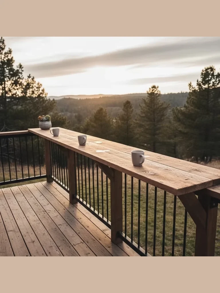 Attach a Drop Leaf Wooden Bar to the Top Railing Surface