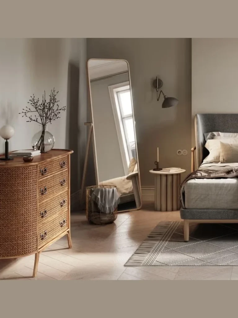 Bleached Oak Standing Cheval Mirrors