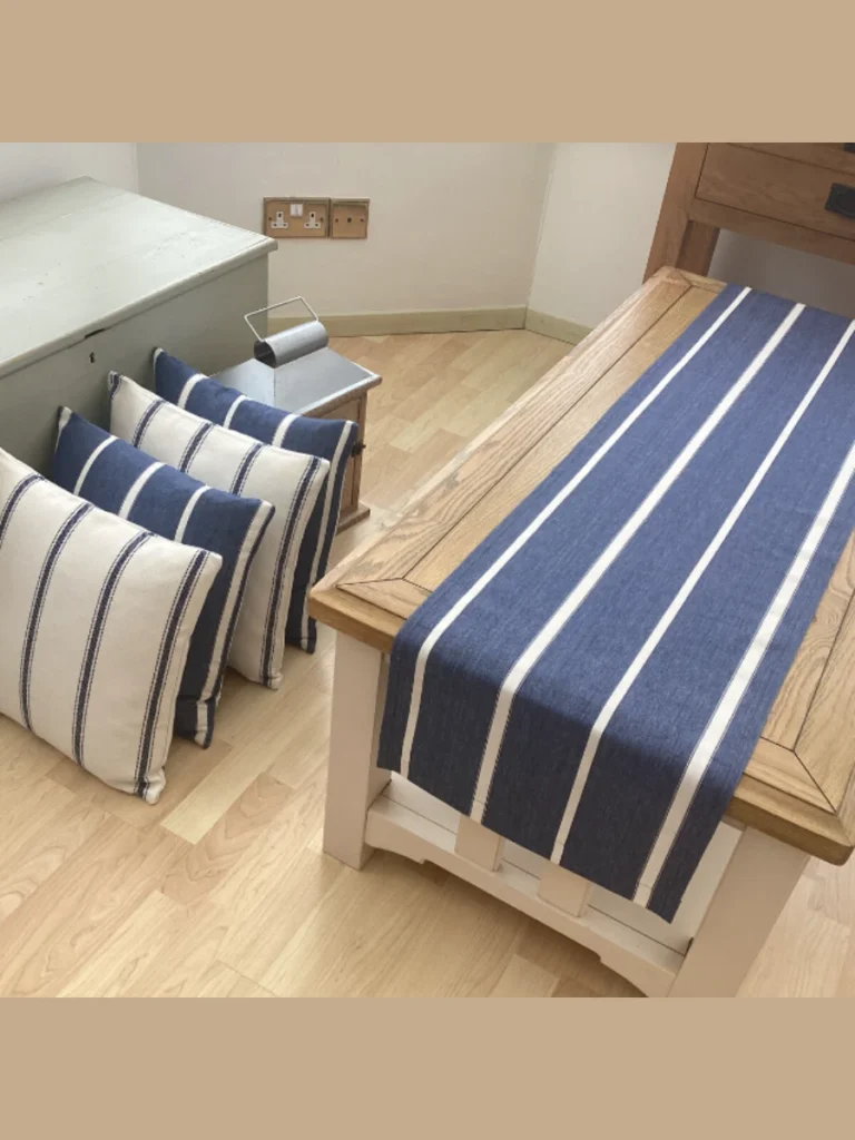Blue Ticking Stripe Table Runner Cloths
