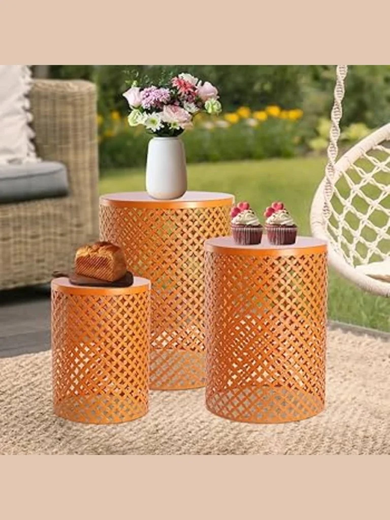 Bright Tangerine Orange Metal Side Stools