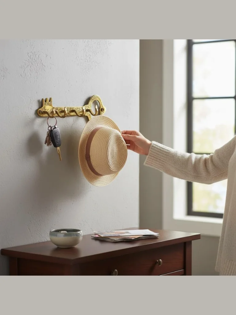 Brushed Brass Key Hanging Hooks