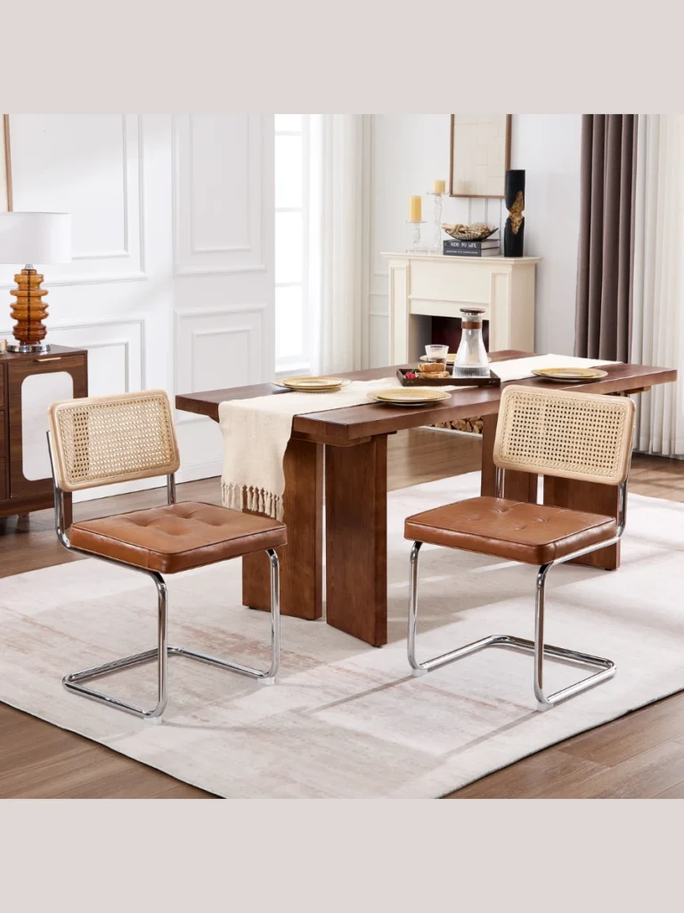 Cantilever Chrome Frames with Classic Woven Cane