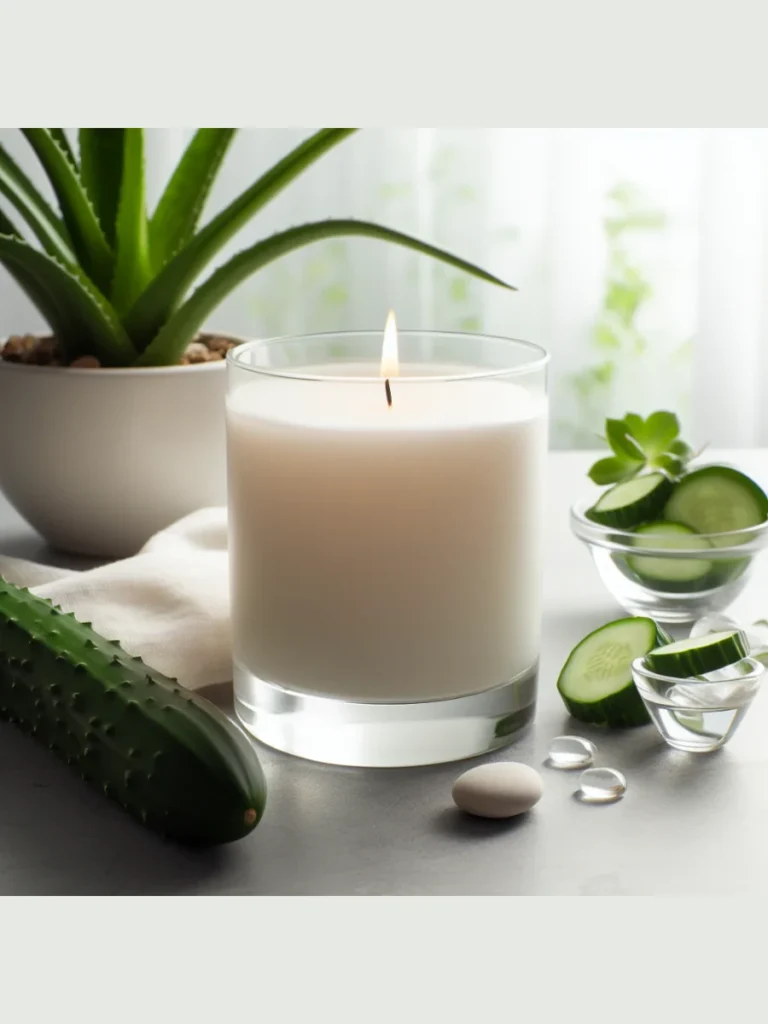 Center an Organic Soy Wax Candle Scented with Fresh Cucumber and Mint