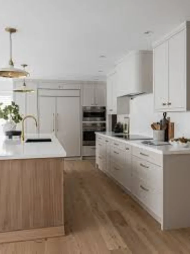 Central White Washed Oak Island Cabinets