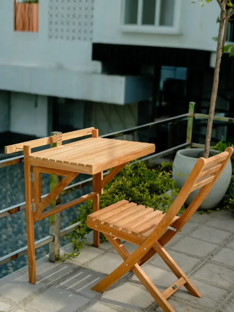 Clamp a Space Saving Drop Leaf Table Directly onto Railings