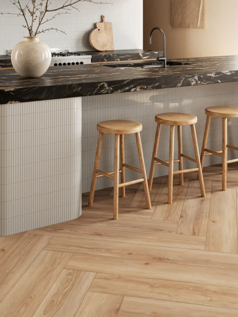 Classic Herringbone Patterned Light Beige Borders