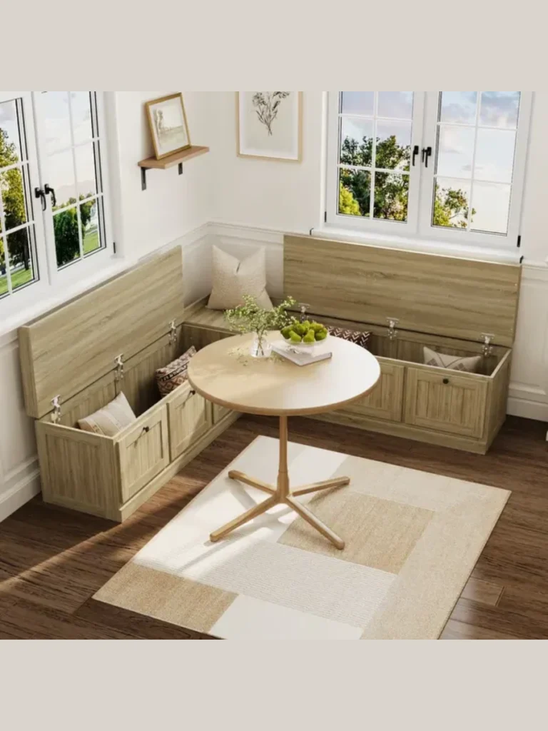 Classic L Shaped Corner Bench with Hidden Slide Out Drawers