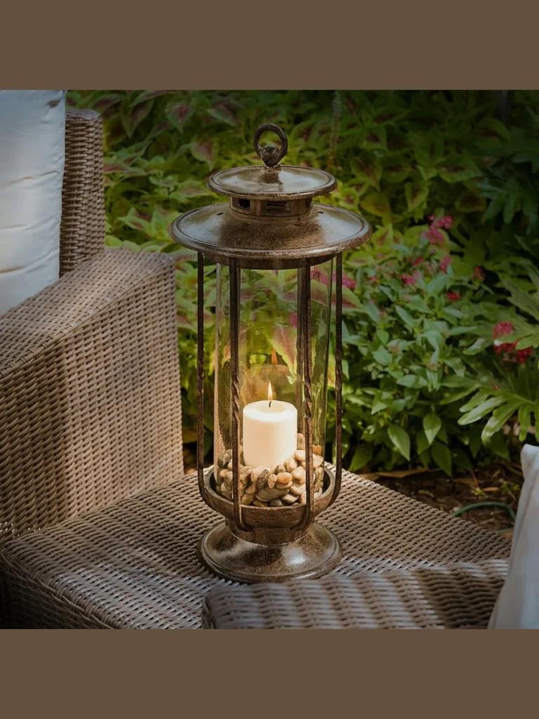 Clear Glass Seeded Hurricane Candle Lanterns