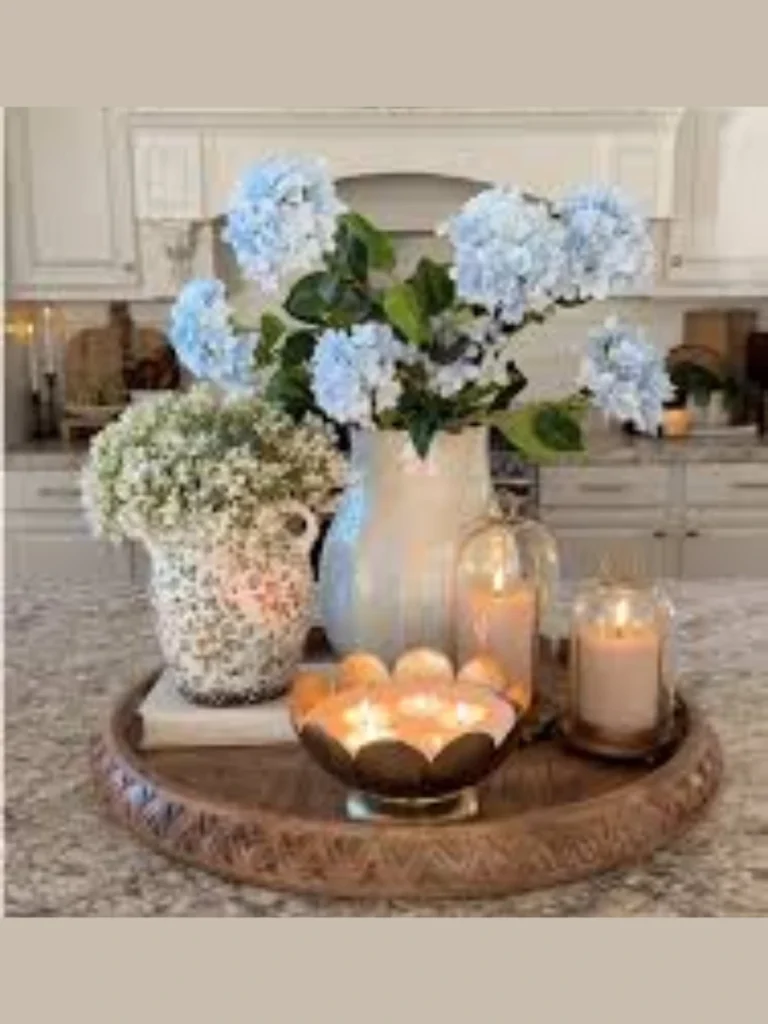 Cluster Big Headed Blue Hydrangeas Comfortably Inside a White Ceramic Cream Pitcher
