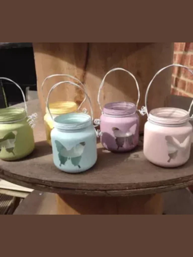Cluster Five Small Clear Glass Baby Food Jars Inside a Low Wire Milk Crate Basket