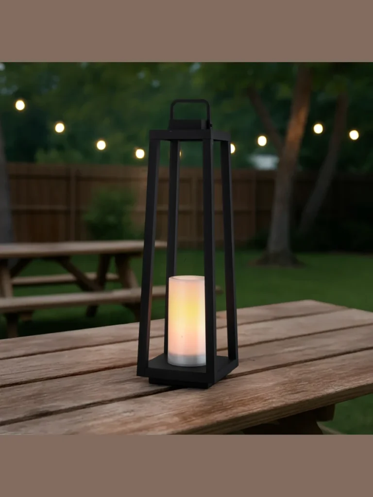 Cluster Matte Black Lanterns with Battery Operated Candles