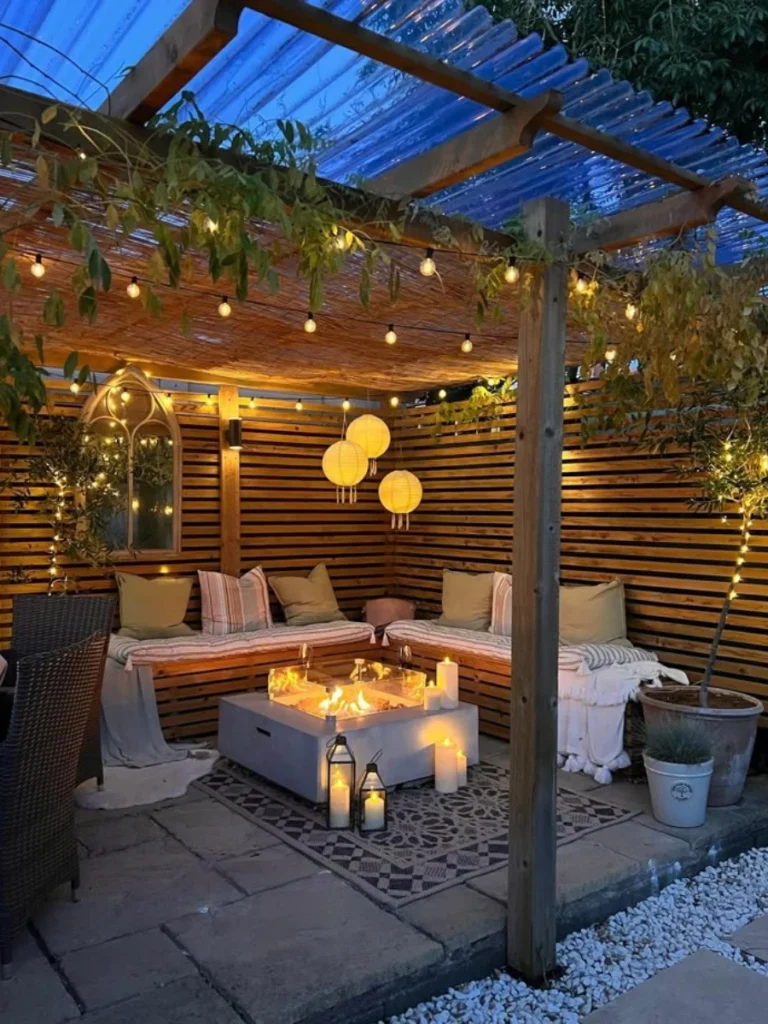 Cluster Varied Heights of Pierced Solar Ceramic Lanterns on Floor Corners