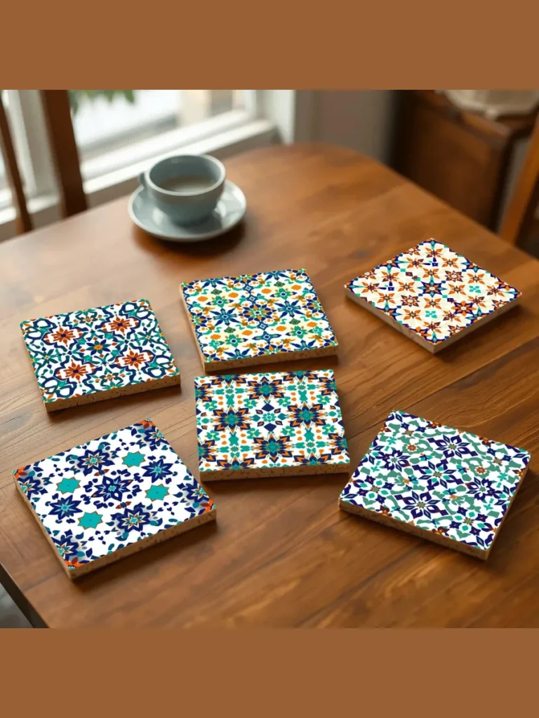 Colorful Moroccan Tile Coasters for Pop Accents