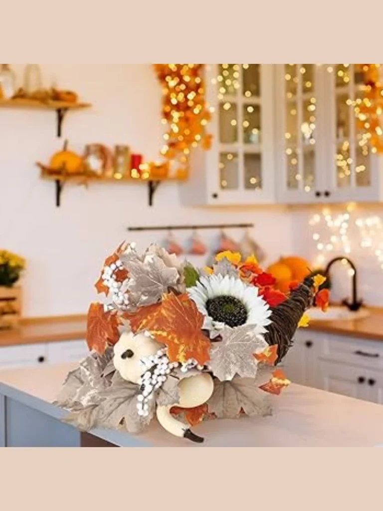 Cornucopia Horns Filled with Dried Autumn Florals
