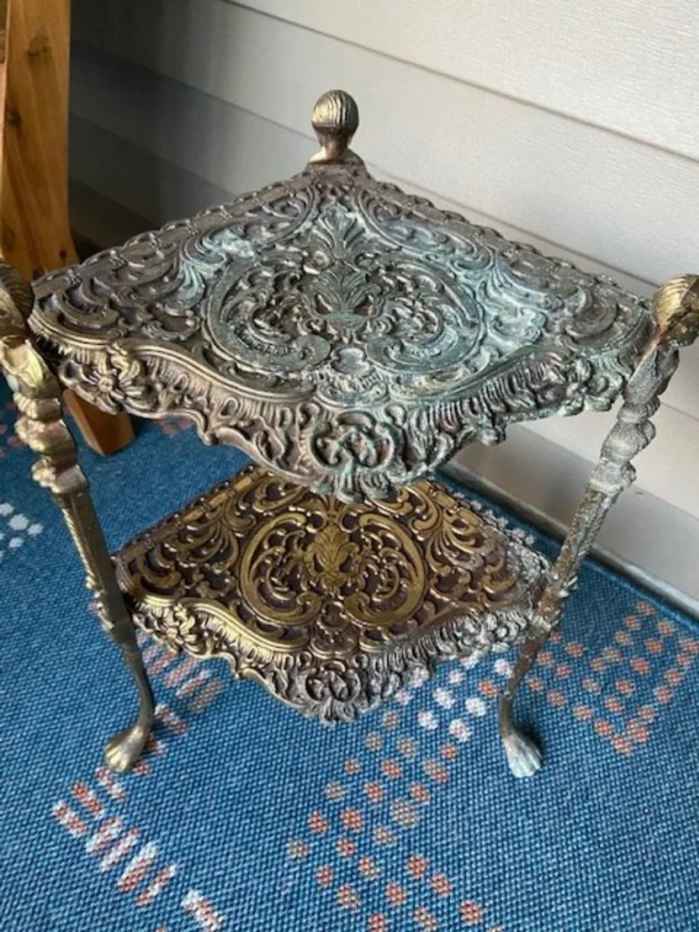 Corroded Brass Plant Stand Vinegar Washing