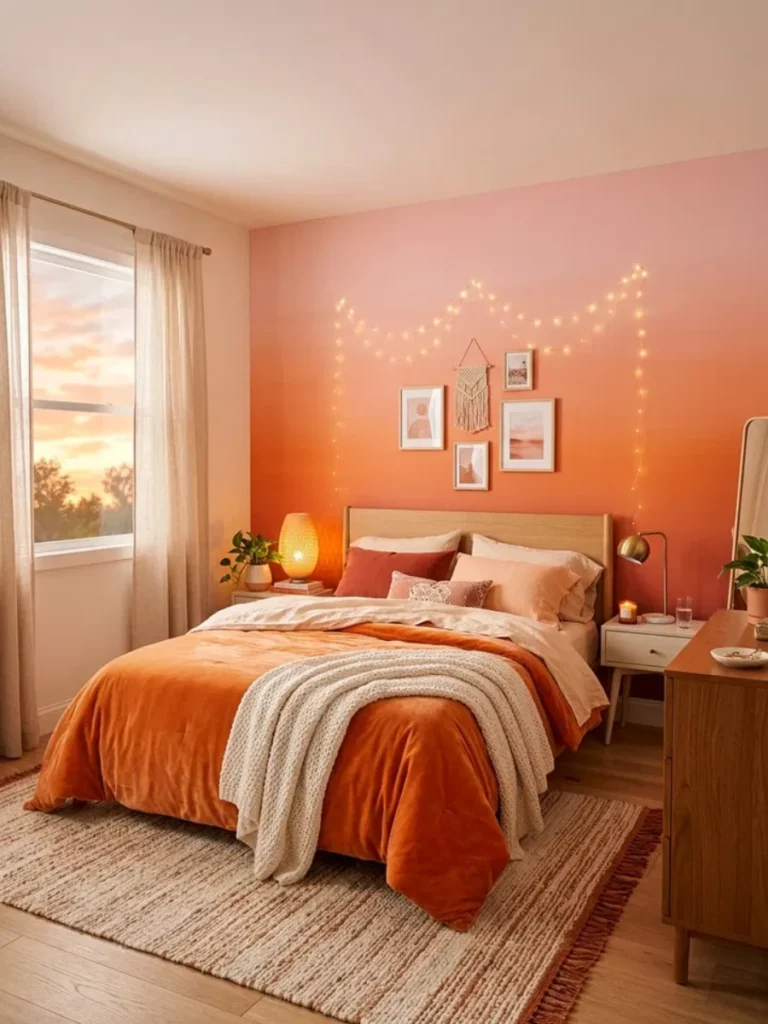 Cover the Bed with a Bright Tangerine Lightweight Quilt