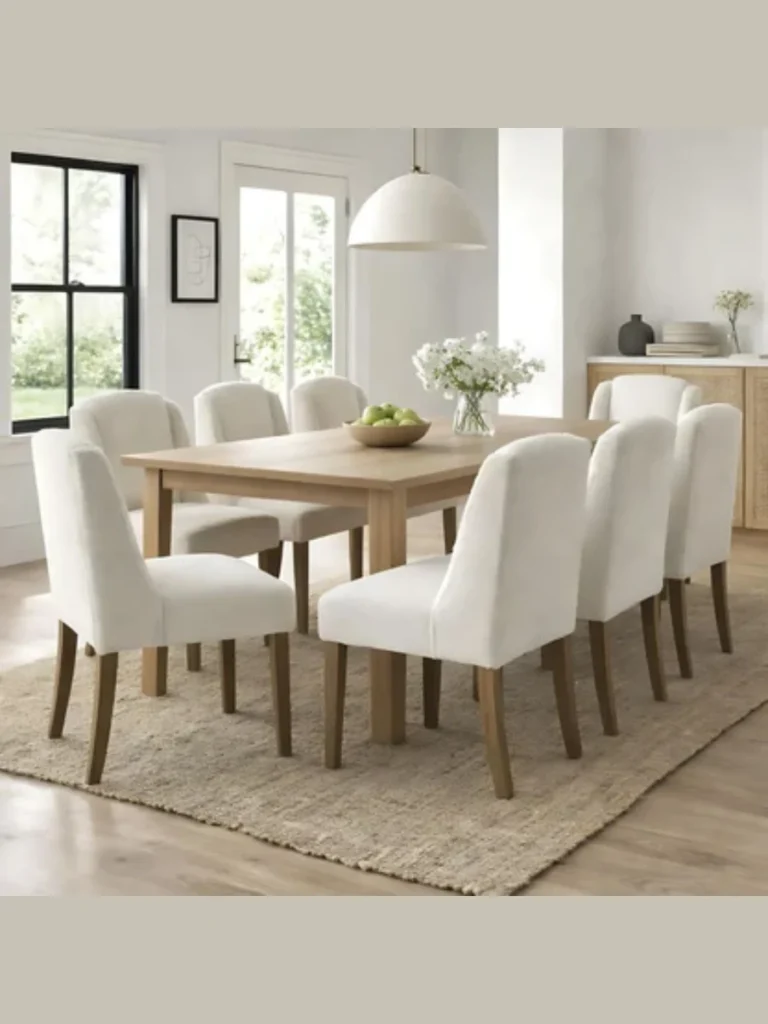 Cream Textured Boucle Dining Chairs