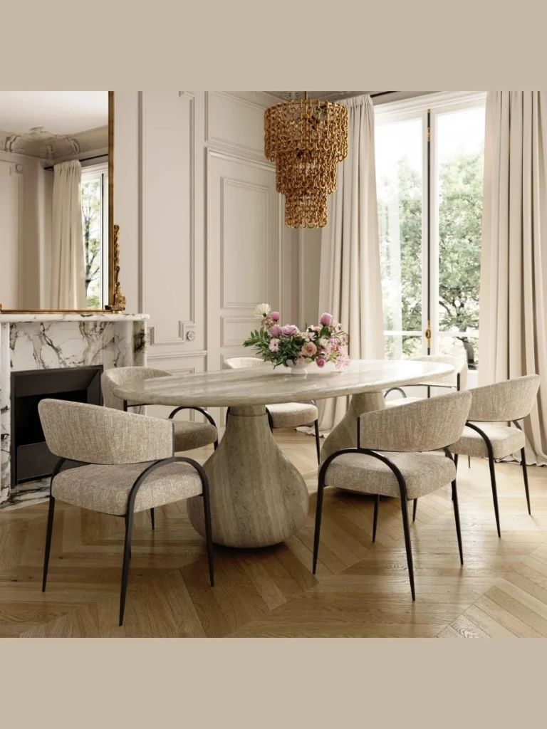 Cream Textured Boucle Dining Chairs