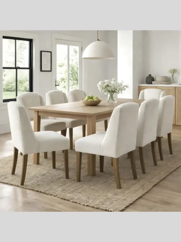 Cream Textured Boucle Dining Chairs