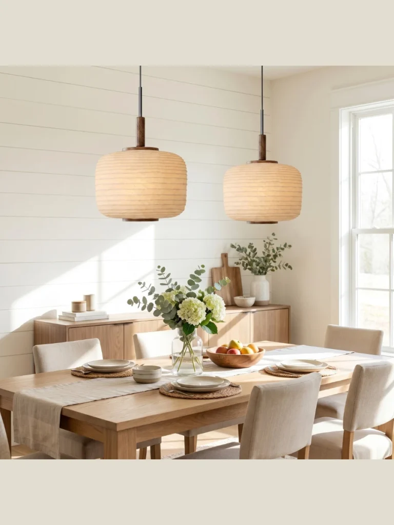 Crinkled Textural Lanterns For Soft Wabi Sabi Dining Style