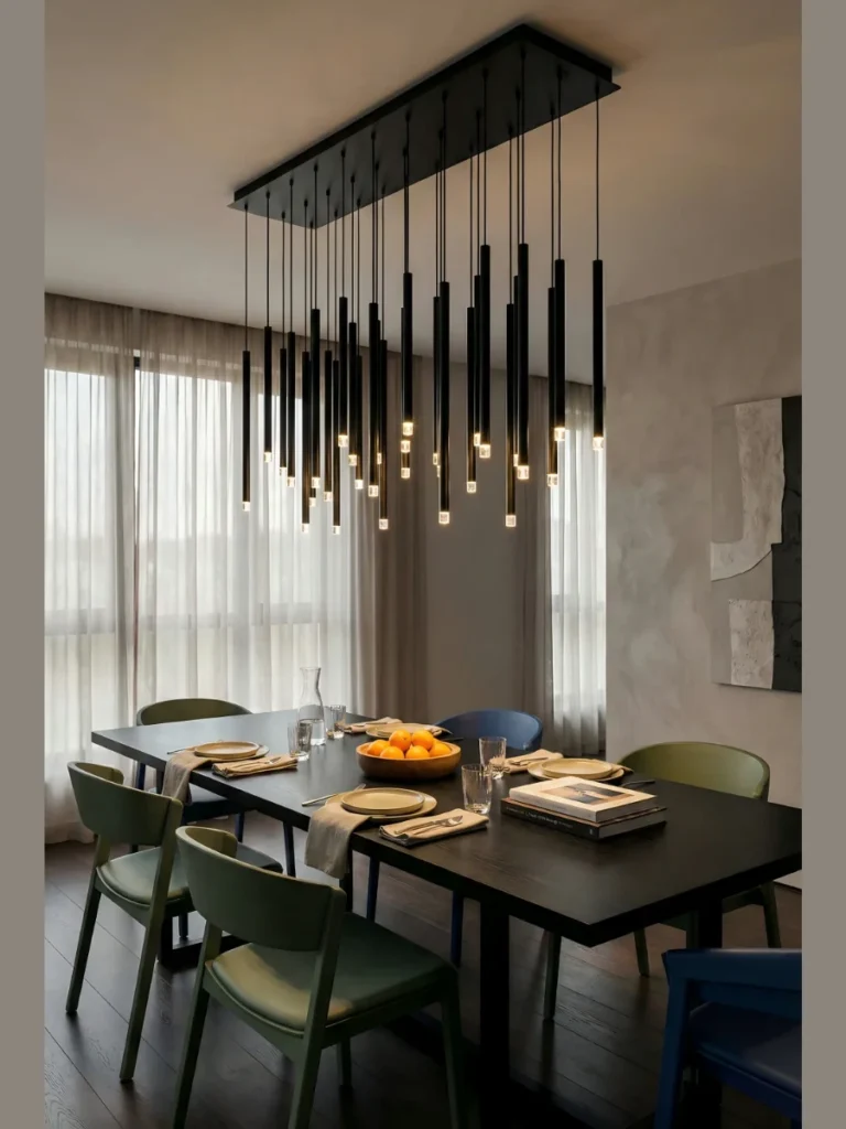 Cylindrical Tube Pendants with Vertical Shimmering Textures