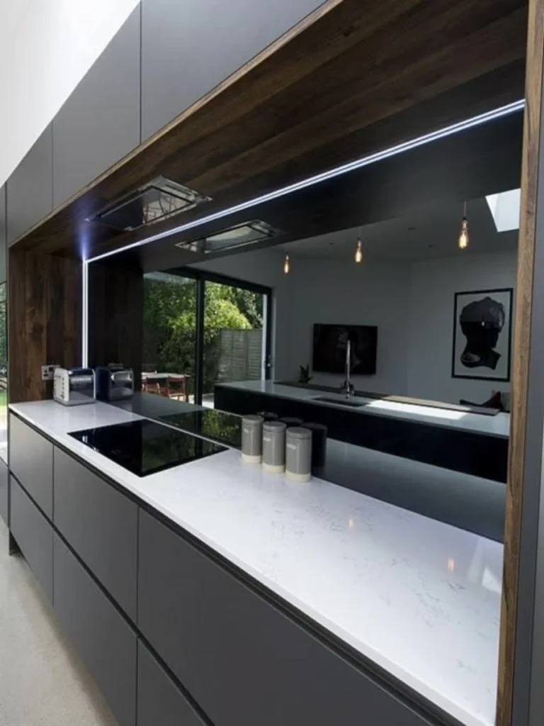 Dark Charcoal Tinted Mirror Cabinet Backdrops