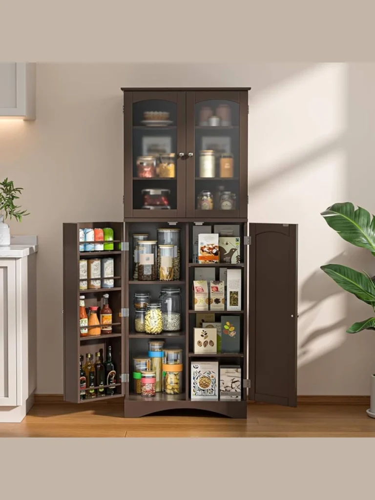 Deep Chocolate Walnut Glass Pantry Enclosures