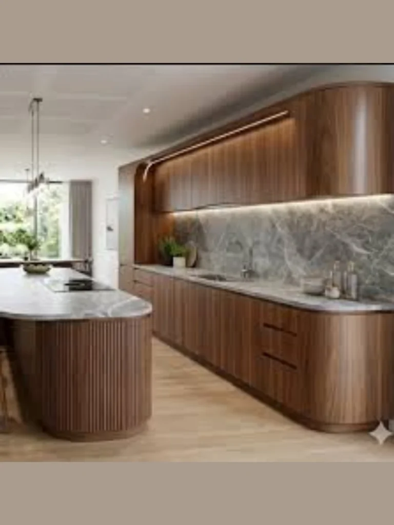 Deep Concave Walnut Sculpted Corner Columns