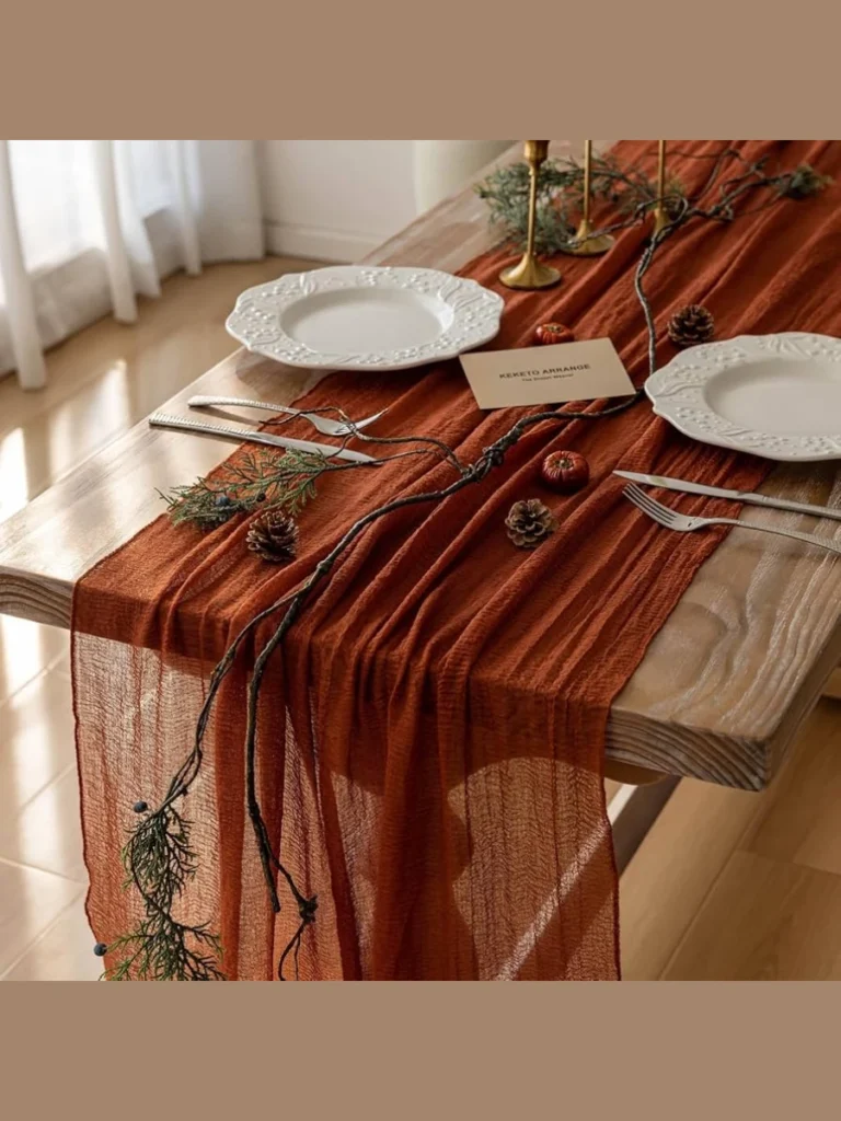 Deep Copper and Terracotta Glazed Table Runners