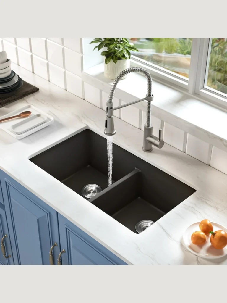 Deep Double Bowl Under Mount Charcoal Sinks