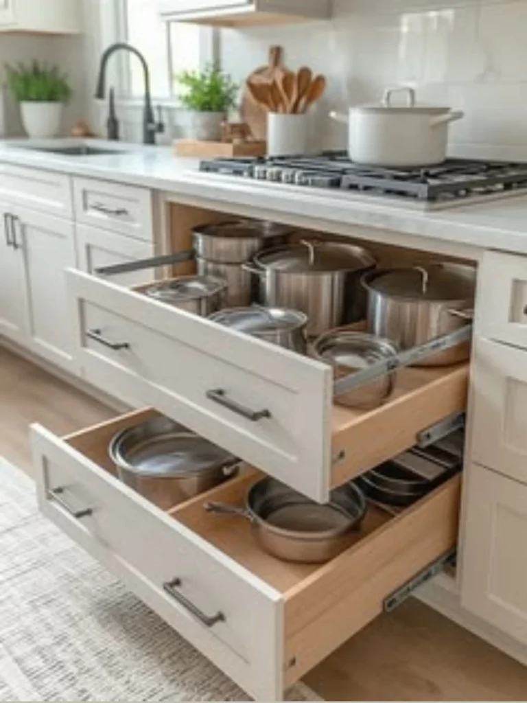 Deep Full Extension Pot Drawers with Symmetrical Faces