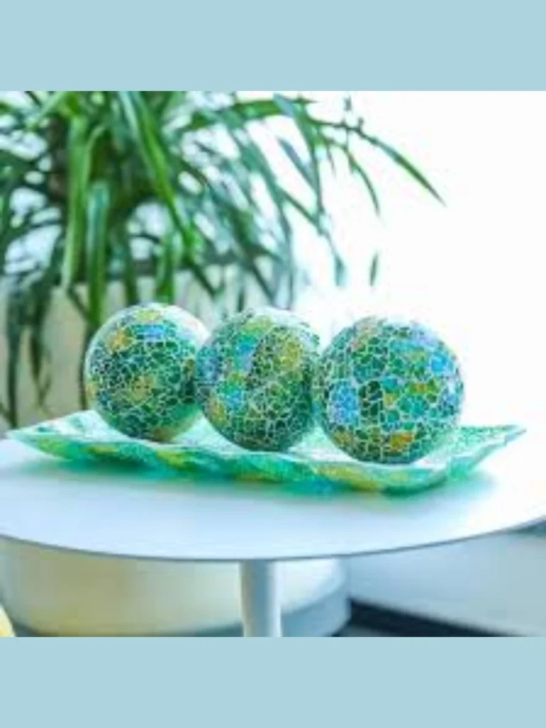 Deep Turquoise Blown Glass Orbs For Artistic Statement Tables