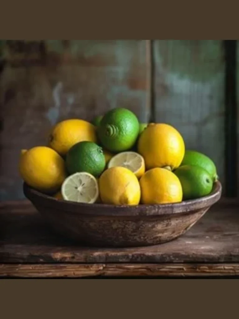 Display Fresh Whole Lemons and Limes in a Long Wooden Trough
