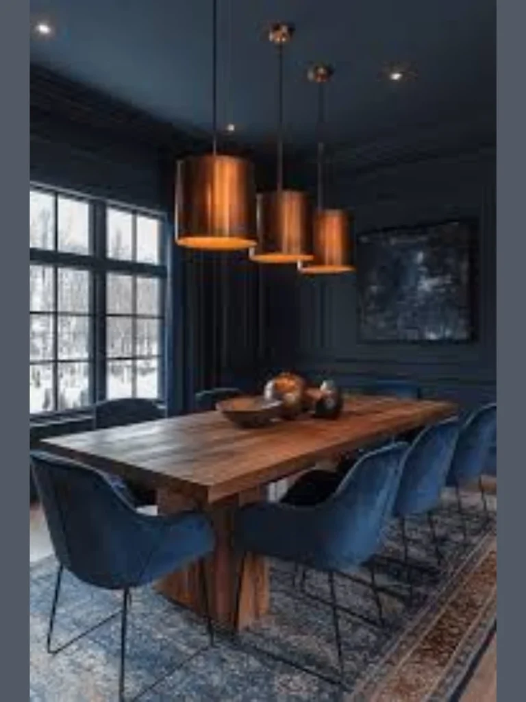 Dramatic Charcoal Accent Dining Walls Limewash