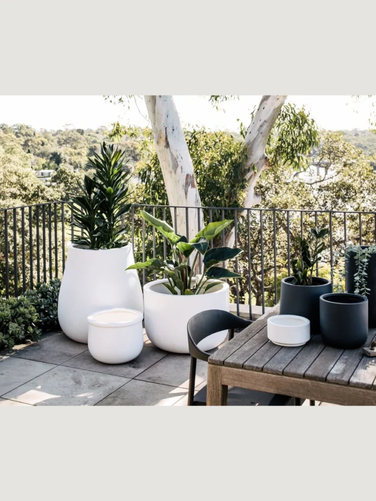 Dress Up Patio Corners with Large Lightweight Concrete Look Pots