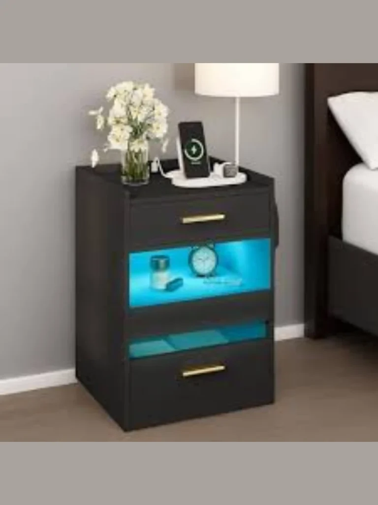 Electric Neon Teal Acrylic Bedside Nightstands