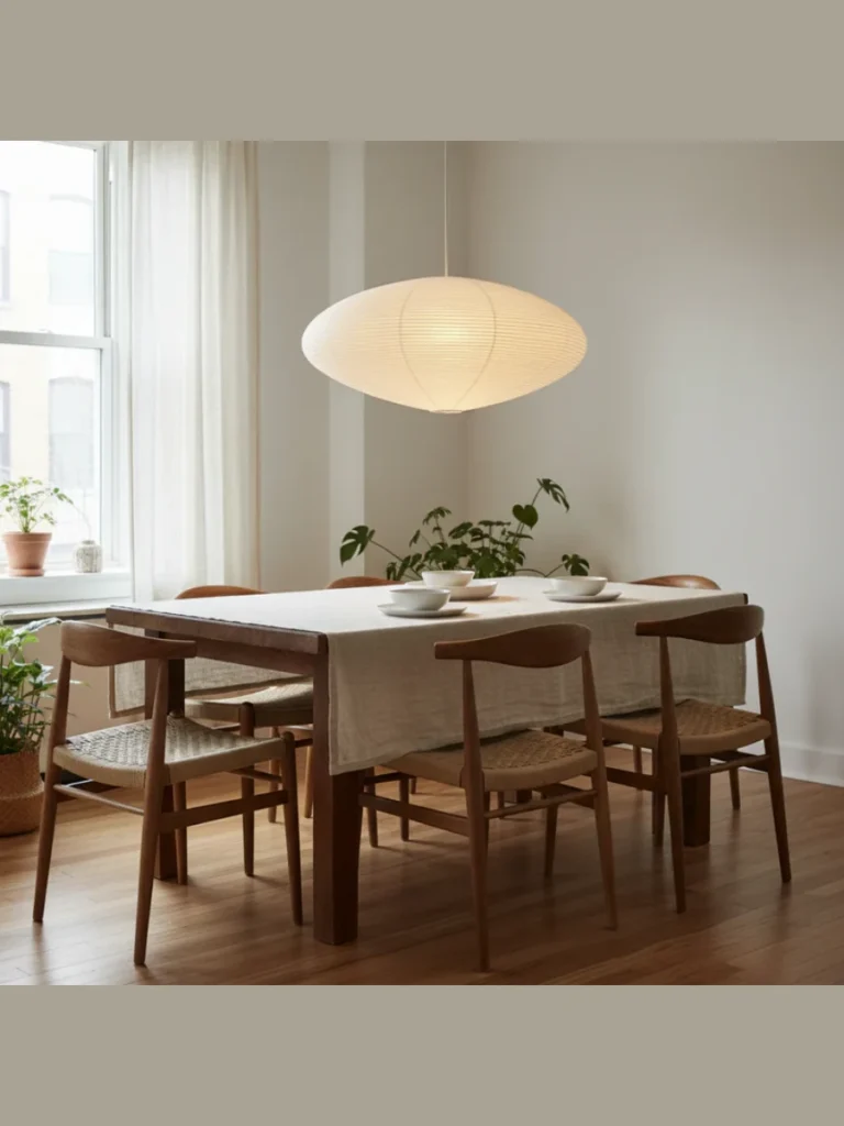 Elongated Oval Akari Style Shades For Long Rectangular Tables
