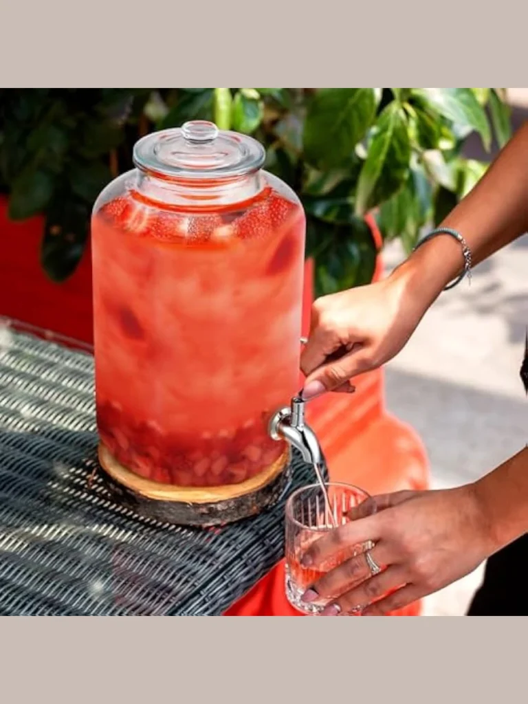 Fill clear Glass Drink Dispensers with Fruity