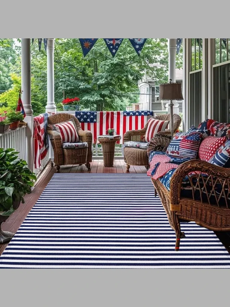 Flat Woven Ticking Stripe Deck Rugs