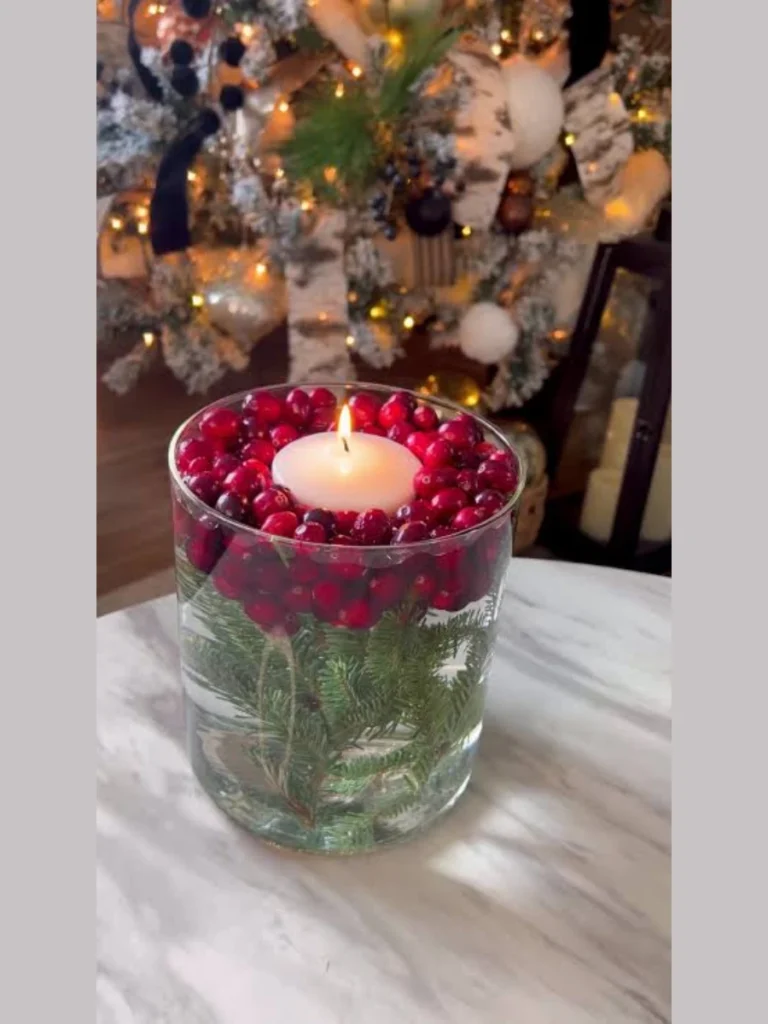 Floating Candle and Cranberry Glass Cylinders