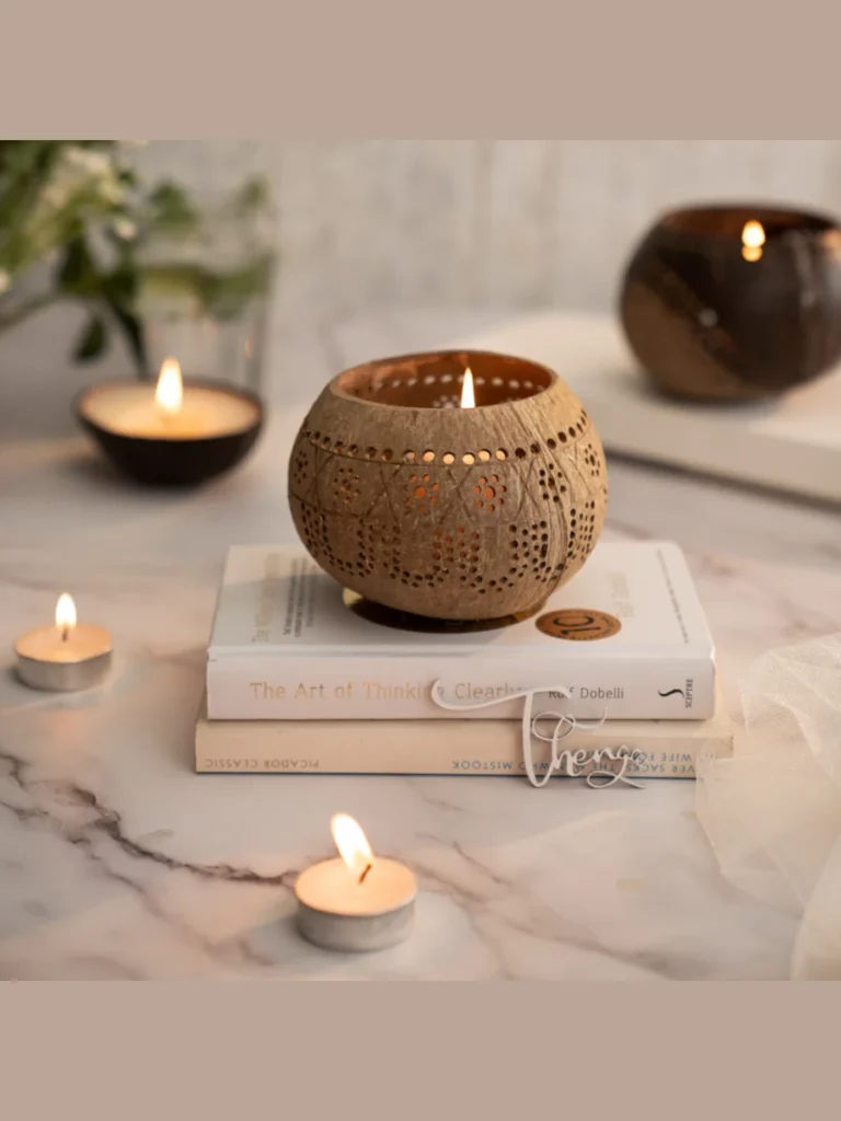 Floating Coconut Shell Candle Holders