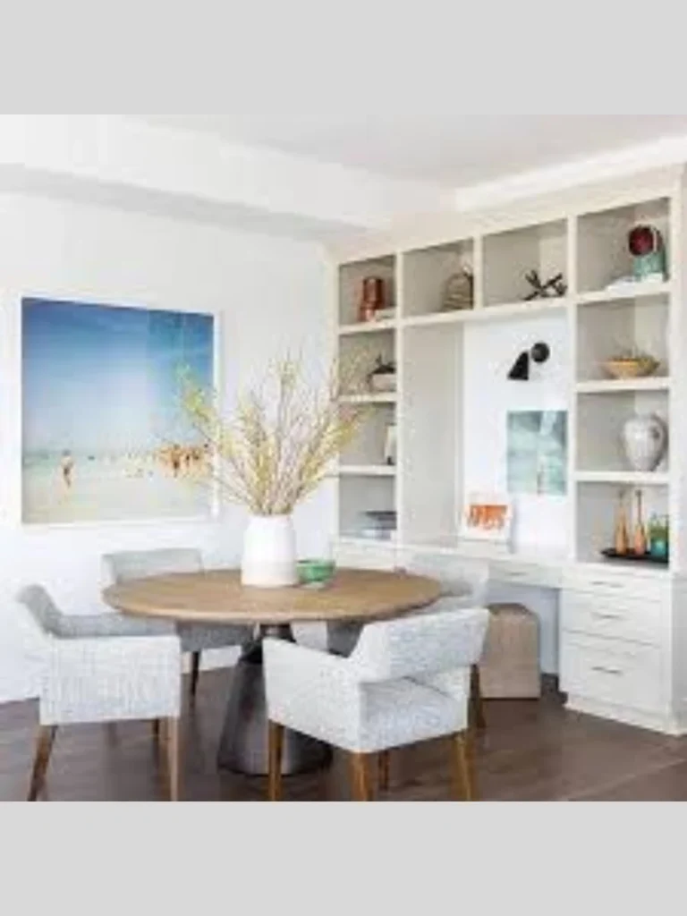 Floating Hutch Desks Mounted Above Dining Room Sideboards