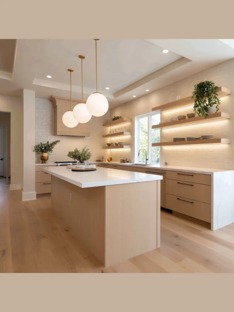 Floating Thick Oak Display Ledges with Hidden Lights